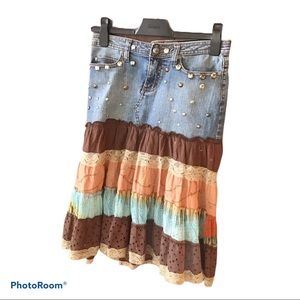Candies Denim Multicolor Ruffle Skirt Size…